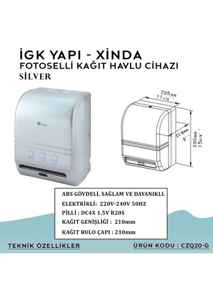 Igk Yapı – Xinda Fotoselli Silver Kağıt Havlu Makinesi (CZQ20-G) indirimleri
