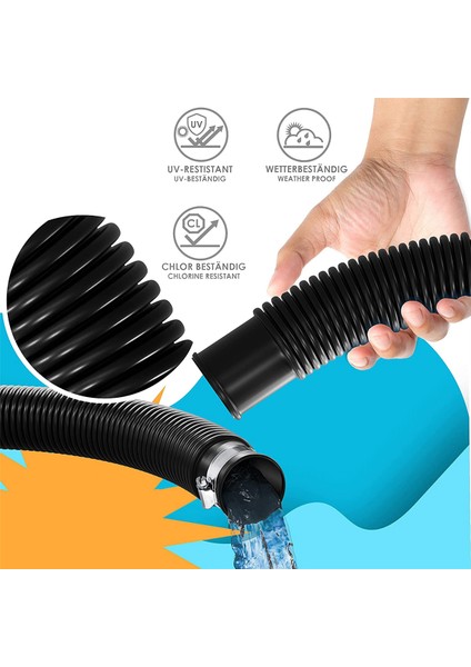 6.3m Yüzme Havuzu Hortum Çapı 32 mm Hortum Kelepçesi Ile, Yüzme Yedek Boru Havuz Temizleyici Aracı, Siyah (Yurt Dışından) modelleri