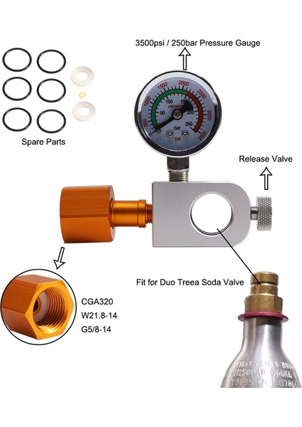CGA320 Için Co2 Dolum Adaptörü Duo/terra/art Soda Makinesi Için Co2 Tankı Soda Dolum Hızlı Adaptörü (Yurt Dışından)