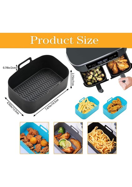Ninja Hava Fritöz Çift Için Hava Fritöz Gömlekleri, Ninja Hava Fritöz Aksesuarları Için Yeniden Kullanılabilir Hava Fritöz Silikon Astar, Siyah (Yurt Dışından) modelleri