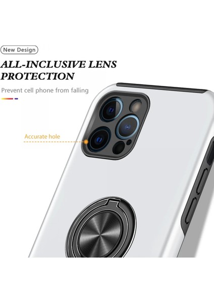 Iphone 12 Pro Kılıf Elit Yüzüklü Kapak - Gümüş Bstmy