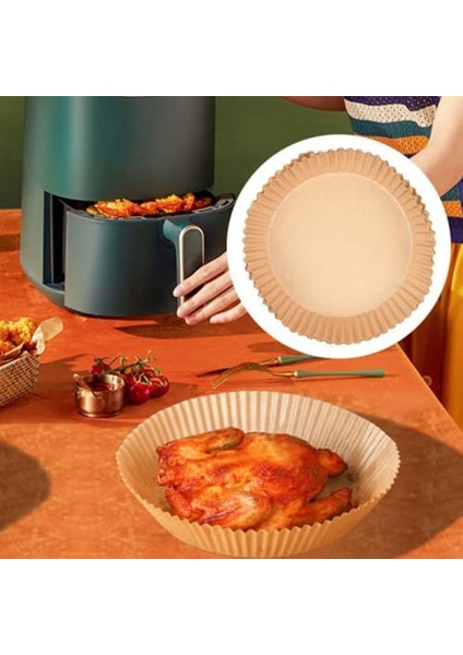 Hava Fritöz Parşömen Kağıt Gömlekleri Yapışmaz Tek Kullanımlık Gömlekler Sepet Deliksiz Yuvarlak Parşömen Kağıdı (100 Adet) (Yurt Dışından)