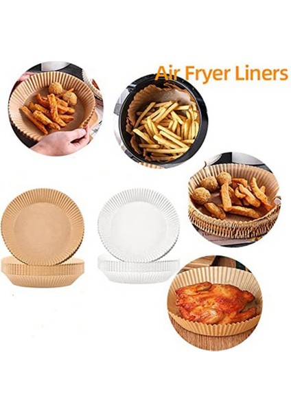 Hava Fritöz Parşömen Kağıt Gömlekleri Yapışmaz Tek Kullanımlık Gömlekler Sepet Deliksiz Yuvarlak Parşömen Kağıdı (100 Adet) (Yurt Dışından)