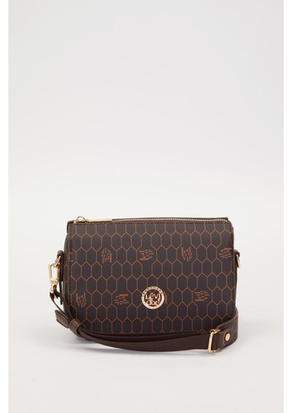 Kahve Gizlli Bölmeli Petek Desen Omuz Çantası