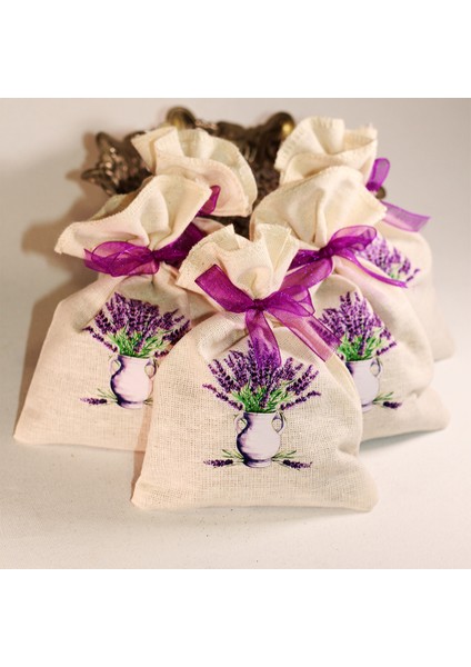 Lavanta Baskılı Bez Kese 5 Adet