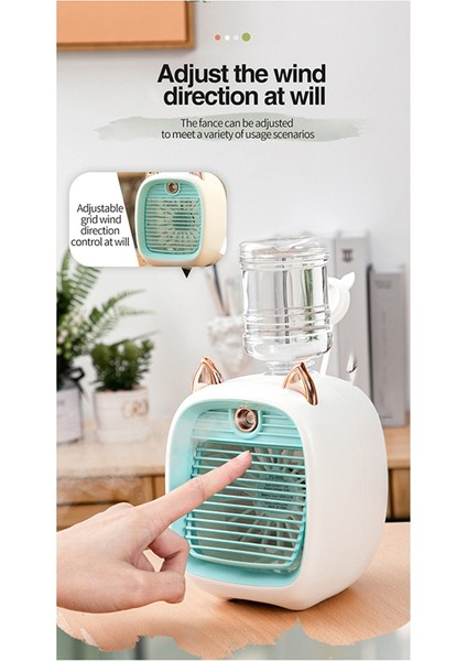 Taşınabilir Mini Klima Fanı USB Hava Soğutucu Fan Nemlendirici 3 Hız 2 Mod Sprey Soğutucu Ofis Ev Cool Fan-C (Yurt Dışından)