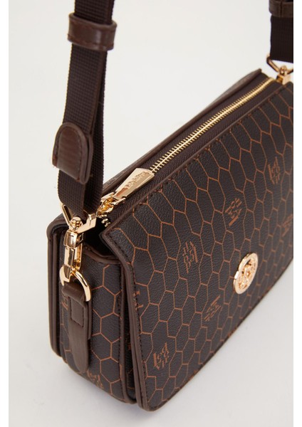 Kahve Gizlli Bölmeli Petek Desen Omuz Çantası modelleri