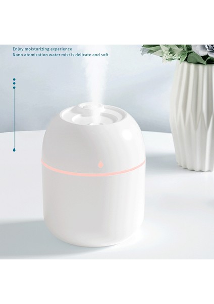 Masa Araba Aromaterapi Hava Nemlendirici Makinesi Mini LED Renkli Su Damlası Aroma Lambası Ev Ofis Için, Beyaz (Yurt Dışından)