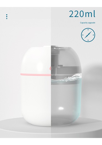 Masa Araba Aromaterapi Hava Nemlendirici Makinesi Mini LED Renkli Su Damlası Aroma Lambası Ev Ofis Için, Beyaz (Yurt Dışından)