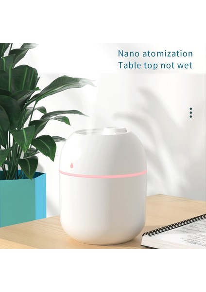 Masa Araba Aromaterapi Hava Nemlendirici Makinesi Mini LED Renkli Su Damlası Aroma Lambası Ev Ofis Için, Beyaz (Yurt Dışından)