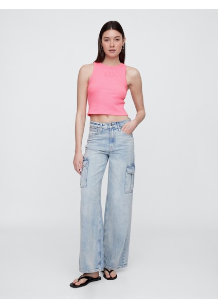 Kadın Pembe Gap Logo Crop Atlet