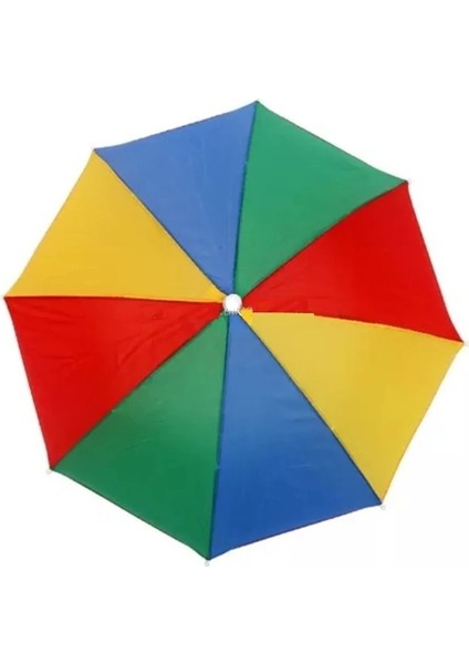 Güneş Koruyucu Başa Takılan Gökkuşağı Renkli Şemsiye