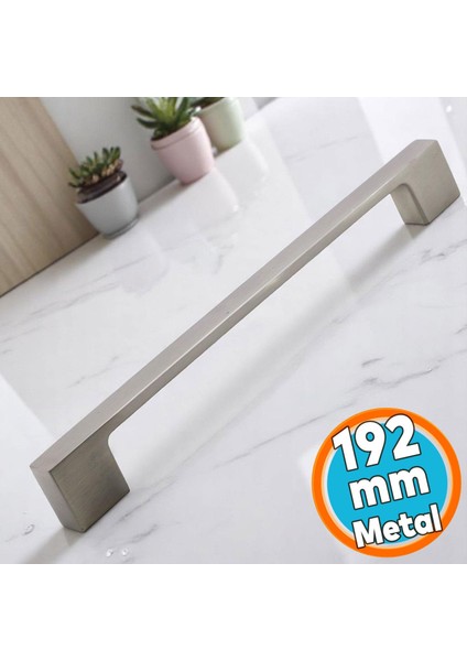 Mobilya Mutfak Çekmece Dolap Dolabı Kapak Kulbu Kulpu Kulpları (192 mm - 19.2 Cm) Inox Metal Kulp