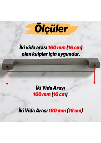 Mobilya Mutfak Çekmece Dolap Dolabı Kapak Kulbu Kulpu Kulpları (192 mm - 19.2 Cm) Inox Metal Kulp