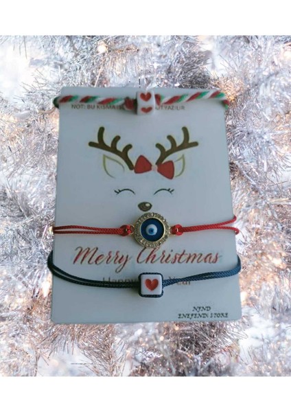Merry Christmas Yılbaşı Kartlı Sevgili Eş Arkadaş Çocuk Şans Nazar Bileklik 3 Lü Hediyelik 2025 fiyatları