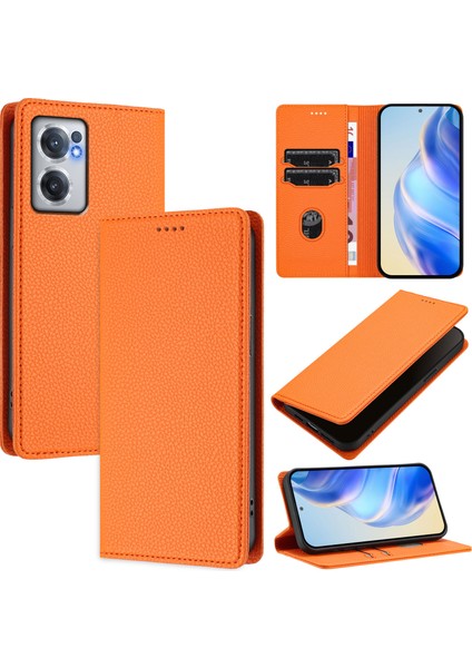 Oneplus Nord Ce2 5g Için Kılıf Manyetik Kapatma Ince Rfıd Engelleme Deri Cüzdan Telefon Kılıfı Kart Yuvaları ile (Yurt Dışından)