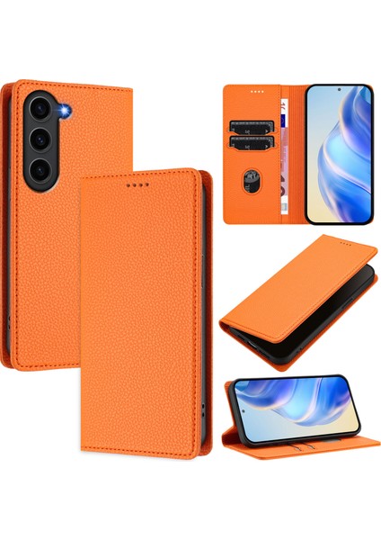 Samsung Galaxy S23 Plus Için Kılıf Manyetik Kapatma Ince Rfıd Engelleme Deri Cüzdan Telefon Kılıfı Kart Yuvaları ile (Yurt Dışından)