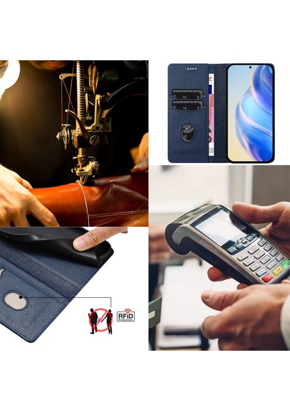 Tecno Spark 10 Pro 4g Için Kılıf Manyetik Kapatma Ince Rfıd Engelleme Deri Cüzdan Telefon Kılıfı Kart Yuvaları ile (Yurt Dışından)