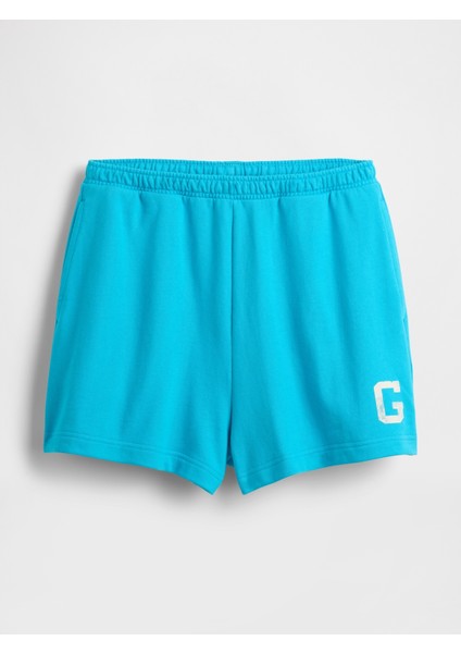 Kadın Mavi Heavyweight Fransız Havlu Kumaş Classic Sweat Şort