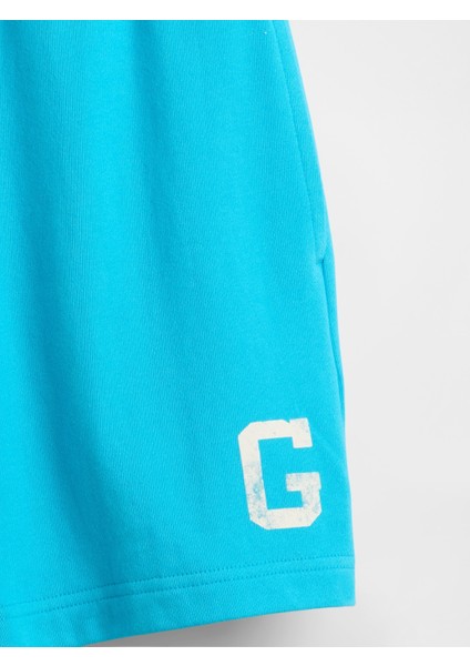 Kadın Mavi Heavyweight Fransız Havlu Kumaş Classic Sweat Şort