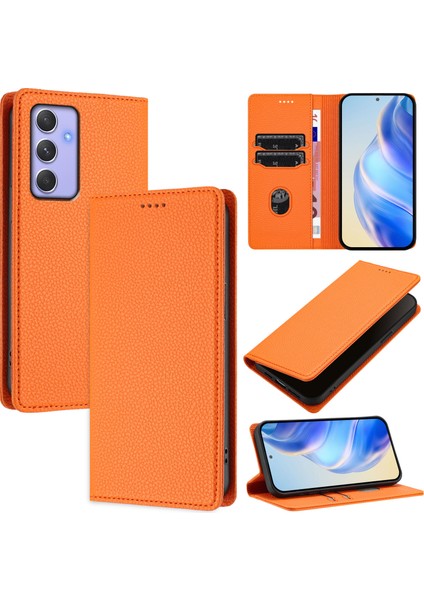Samsung Galaxy A54 5g Için Kılıf Manyetik Kapatma Ince Rfıd Engelleme Deri Cüzdan Telefon Kılıfı Kart Yuvaları ile (Yurt Dışından)