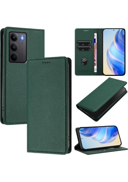 Realme C75 4g Için Kılıf Manyetik Kapatma Ince Rfıd Engelleme Deri Cüzdan Telefon Kılıfı Kart Yuvaları ile (Yurt Dışından)
