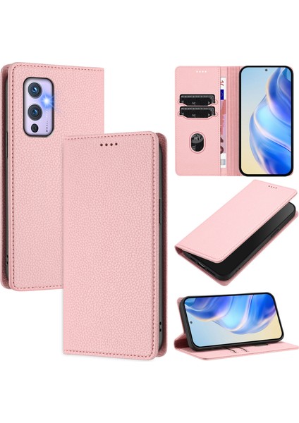 Oneplus 9 Için Kılıf Manyetik Kapatma Ince Rfıd Engelleme Deri Cüzdan Telefon Kılıfı Kart Yuvaları ile (Yurt Dışından)