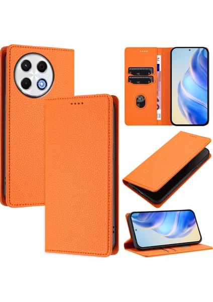 Tecno Spark 30 Pro 4g Için Kılıf Manyetik Kapatma Ince Rfıd Engelleme Deri Cüzdan Telefon Kılıfı Kart Yuvaları ile (Yurt Dışından)