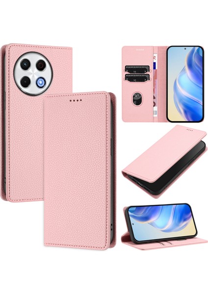 Tecno Spark 30 Pro 4g Için Kılıf Manyetik Kapatma Ince Rfıd Engelleme Deri Cüzdan Telefon Kılıfı Kart Yuvaları ile (Yurt Dışından)