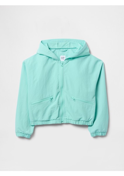 Kız Çocuk Mavi Kapüşonlu Rüzgarlık indirimleri