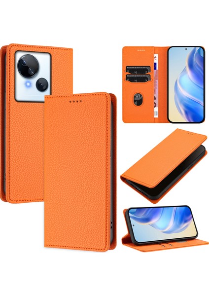Tecno Spark 10 5g Için Kılıf Manyetik Kapatma Ince Rfıd Engelleme Deri Cüzdan Telefon Kılıfı Kart Yuvaları ile (Yurt Dışından)