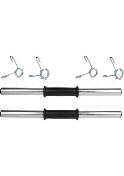 Spor 2 Adet 40 cm Krom Dambıl Barı+ 4 Adet Çelik Sıkıştırma Yayı