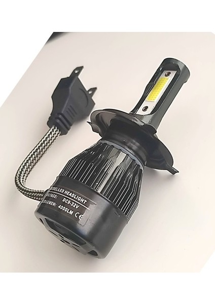 Motosiklet H4 Xenon LED 12 Volt 4000LM 6000K Beyaz Işık 1 Adet