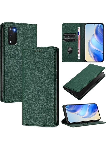 Samsung Galaxy S20 Için Kılıf Manyetik Kapatma Ince Rfıd Engelleme Deri Cüzdan Telefon Kılıfı Kart Yuvaları ile (Yurt Dışından)