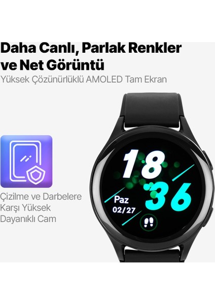 Tempus Pro 36MM Amoled Ekranlı Yuvarlak Alüminyum Kasa Akıllı Saat Siyah modelleri