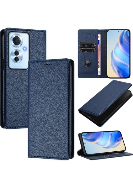 Oppo Reno 11F 5g Için Kılıf Manyetik Kapatma Ince Rfıd Engelleme Deri Cüzdan Telefon Kılıfı Kart Yuvaları ile (Yurt Dışından)