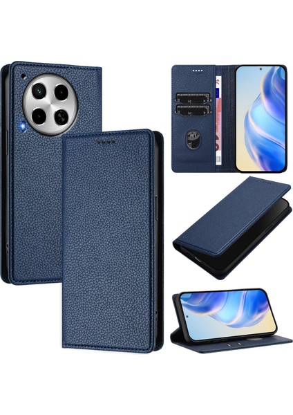 Tecno Camon 30 Için Kılıf Manyetik Kapatma Ince Rfıd Engelleme Deri Cüzdan Telefon Kılıfı Kart Yuvaları ile (Yurt Dışından)