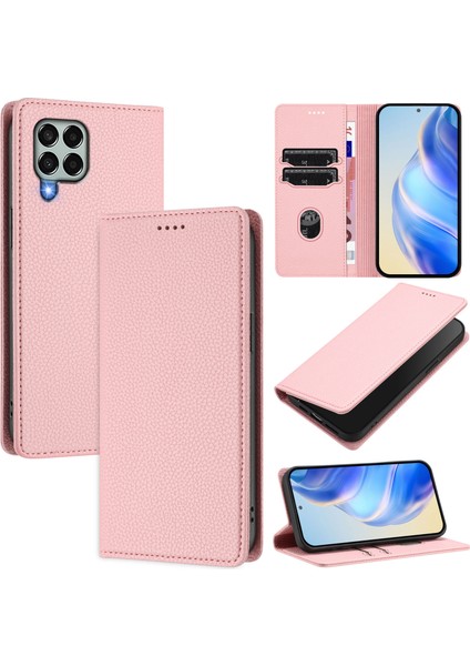 Samsung Galaxy M33 5g Için Kılıf Manyetik Kapatma Ince Rfıd Engelleme Deri Cüzdan Telefon Kılıfı Kart Yuvaları ile (Yurt Dışından)