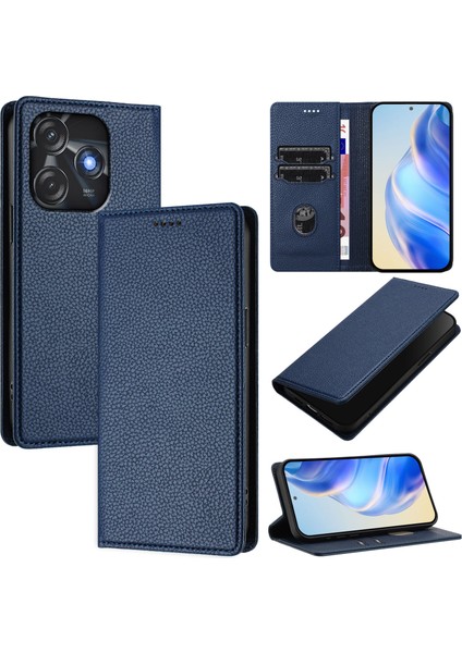 Tecno Spark 10C/10 4g Için Kılıf Manyetik Kapatma Ince Rfıd Engelleme Deri Cüzdan Telefon Kılıfı Kart Yuvaları ile (Yurt Dışından)