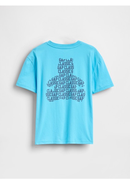 Erkek Çocuk Mavi Cepli Grafik T-Shirt