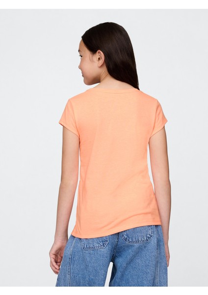 Kız Çocuk Turuncu Grafik T-Shirt modelleri