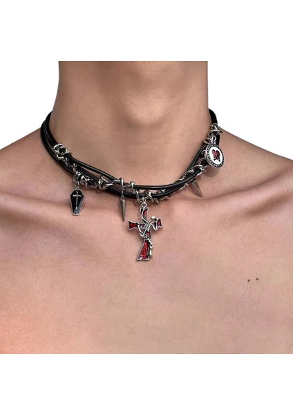 Punk Ağır Ağırlık Çok Katmanlı Püsküllü Yaka Zinciri (Yurt Dışından)