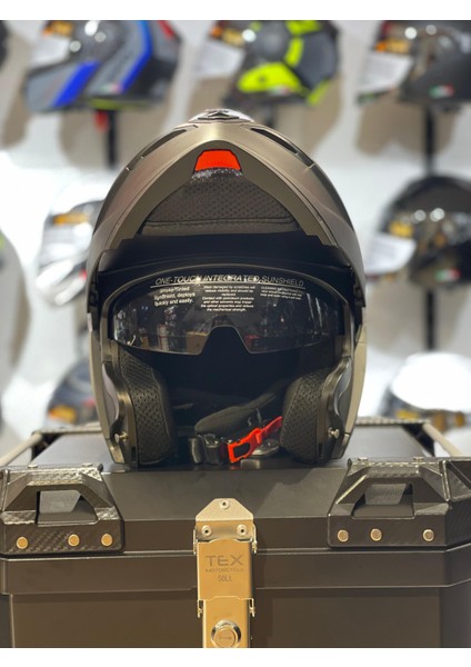 202 Matt Black Siyah Çene Açılır Kask Şeffaf Vizörlü fırsatları