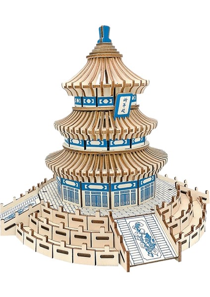 Ahşap 3D Üç Boyutlu Bulmaca Dıy Eğitici Oyuncaklar Antik Mimari Kalıp Şekli (Yurt Dışından)