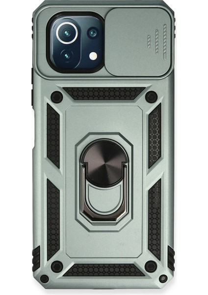 Xiaomi Mi 11 Lite Kılıf Pars Lens Yüzüklü Silikon - Yeşil Bstmy