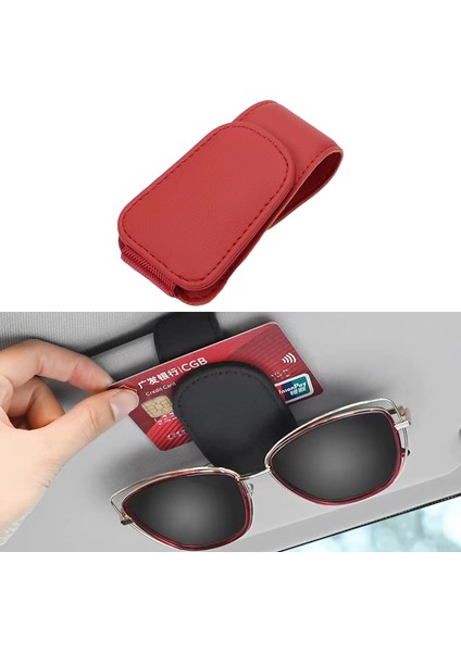 Universal Suni Deri Oto Güneş Gözlük Tutucu Askılık Mıknatıslı - AL5240