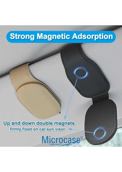 Universal Suni Deri Oto Güneş Gözlük Tutucu Askılık Mıknatıslı - AL5240 fırsatları