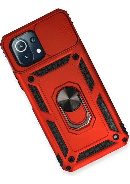 Xiaomi Mi 11 Lite Kılıf Pars Lens Yüzüklü Silikon - Kırmızı Bstmy