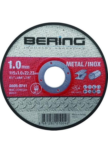 115X1.0X22.23 mm Inox Kesme Taşı 25 Adet