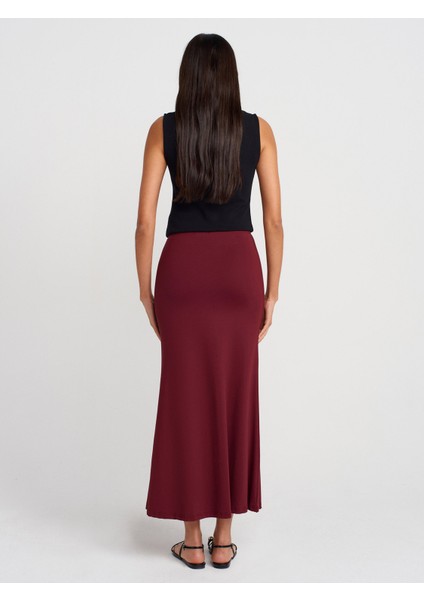 80362 Yüksek Bel Uzun Etek-Bordo